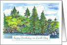 Happy Birthday on Earth Day Evergreen Trees card