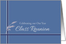 One Year Class Reunion Invitation Blue Stripes Leaves card