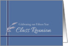 Fifteen Year Class Reunion Invitation Blue Stripes Leaves card