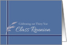 Thirty Year Class Reunion Invitation Blue Stripes Leaves card