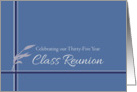 Thirty-Five Year Class Reunion Invitation Blue Stripes Leaves card