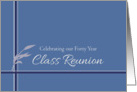 Forty Year Class Reunion Invitation Blue Stripes Leaves card