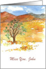 Miss You Custom Name Mountain Landscape Watercolor card