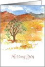 Missing You Desert Mountains Juniper Tree Watercolor card