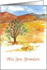 Miss You Grandson Mountain Landscape Watercolor Painting card