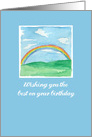 Happy Birthday Rainbow Grass Hills Blue card