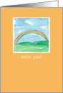 Miss You Rainbow Landscape Watercolor Painting card