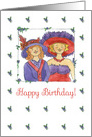 Happy Birthday Ladies In Red Hats Watercolor Art card