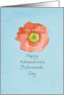 Happy Administrative Professionals Day Red Poppy Watercolor Flower card