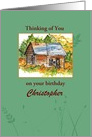 Custom Name Card Happy Birthday Country Cabin Sketch card