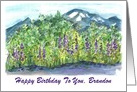 Custom Name Card Happy Birthday Mountain Landscape Art card