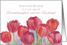 Anniversary Blessings Grandddaughter and Husband Red Tulips card