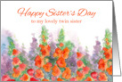 Happy Sisters Day Twin Sister Orange Red Gladiola Flowers card