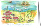 Good Luck With Your Mission Seagulls Watercolor Landscape card