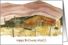 Happy Birthday Custom Name Desert Mountains Watercolor Art card