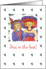 Ladies in Red Hats Friendship You’re The Best Watercolor Art card