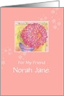 Friendship Red Zinnia Flower Custom Name card