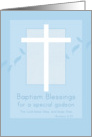 Baptism Blessings Godson White Cross Blue Leaves card