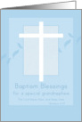 Baptism Blessings Grandnephew White Cross Blue Leaves card