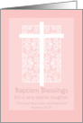 Baptism Blessings Daughter White Cross Pink Damask card