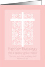 Baptism Blessings Great Niece White Cross Scripture card