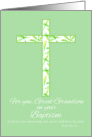 Baptism Congratulations Great Grandson White Leaf Cross card