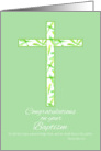 Baptism Congratulations White Leaf Cross card