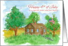 Happy 4th of July Sister and Family Patriotic Home Watercolor Art card