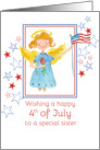 Happy 4th of July Sister Patriotic Angel Watercolor Art card