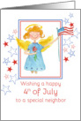 Happy 4th of July Neighbor Patriotic Angel Watercolor Art card