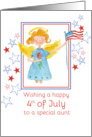 Happy 4th of July Aunt Patriotic Angel Watercolor Art card