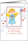 Happy 4th of July Cousin Patriotic Angel Watercolor Art card