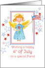 Happy 4th of July Friend Patriotic Angel Watercolor card