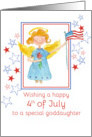 Happy 4th of July Goddaughter Patriotic Angel Watercolor Art card