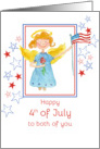 Happy 4th of July To Both of You Patriotic Angel Watercolor Art card