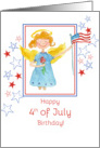 Happy 4th of July Birthday Patriotic Angel Watercolor Art card