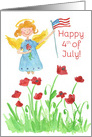 Happy 4th of July Patriotic Angel Red Poppies card
