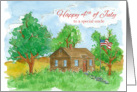Happy 4th of July Uncle Flag House Landscape Watercolor card