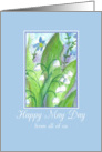 Happy May Day From All of Us Lily of the Valley Watercolor card