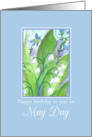 Happy Birthday on May Day Lily of the Valley Watercolor card