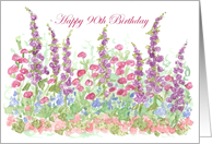 Happy 90th Birthday Cottage Garden Flowers card