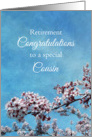 Cousin Retirement Congratulations Cherry Blossom Tree card