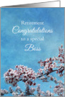 Boss Retirement Congratulations Cherry Blossom Tree card