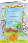 Wishing You A Wonderful Autumn Birthday Barn Pumpkins card