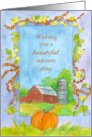 Wishing You A Beautiful Autumn Day Barn Pumpkins card