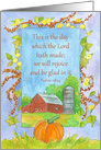 Psalms Bible Verse Autumn Red Barn Pumpkins card
