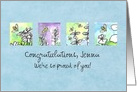 Custom Congratulations Honey Bees Watercolor Plant Illustrations card