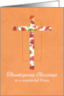 Thanksgiving Blessings Priest Autumn Cross Orange card