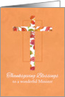 Thanksgiving Blessings Minister Autumn Leaves Cross card