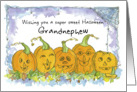 Happy Halloween Grandnephew Pumpkins Funny Faces Spiders card